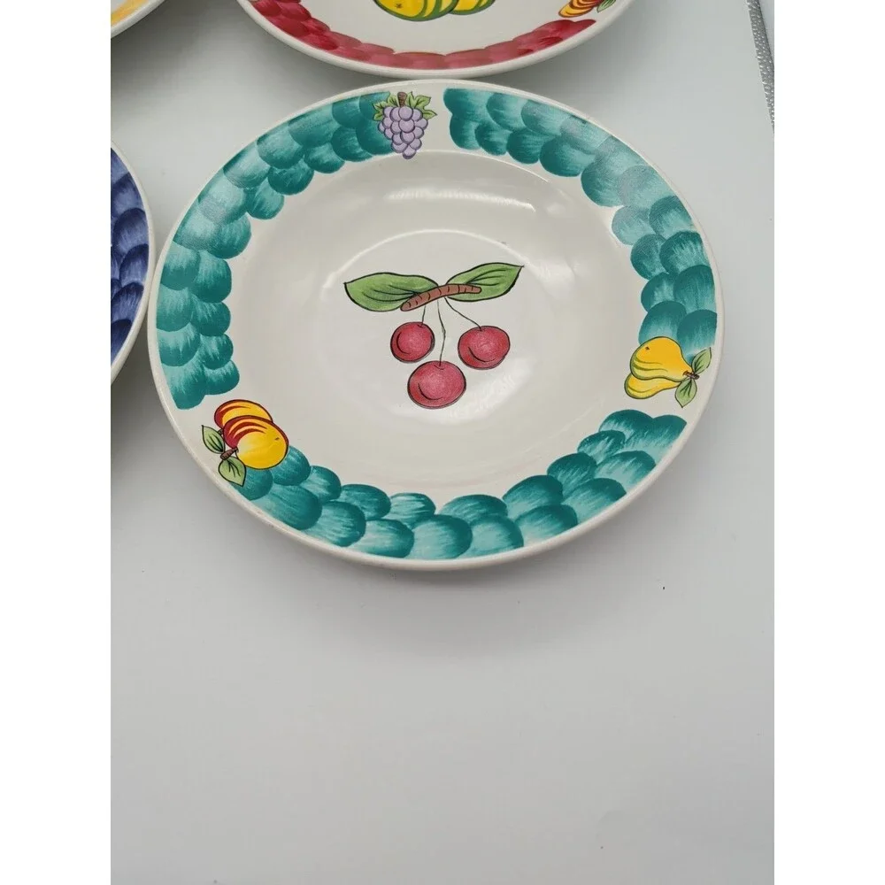Tabletops Unlimited 4 Bowls Italian Fruit Pasta Soup Rimmed Grapes Damage